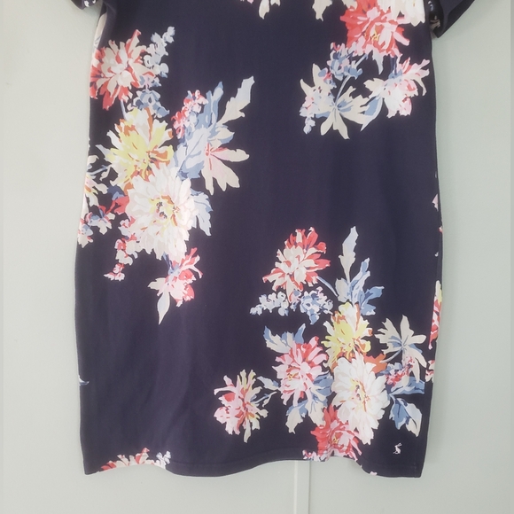 Joules Navy Blue Floral Riviera Print Short Sleeve T-Shirt Dress - Picture 4 of 10